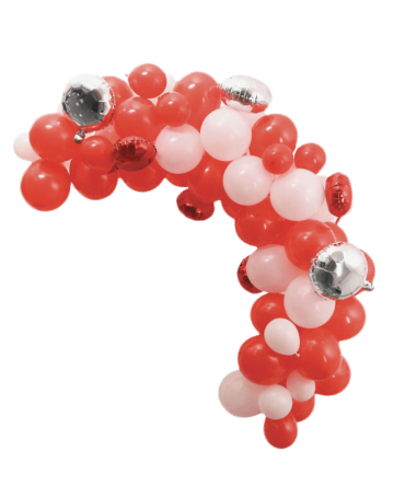 Ballon port med røde og hvide balloner i danske farver