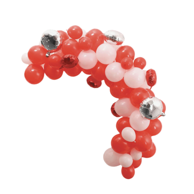 Ballon port med røde og hvide balloner i danske farver