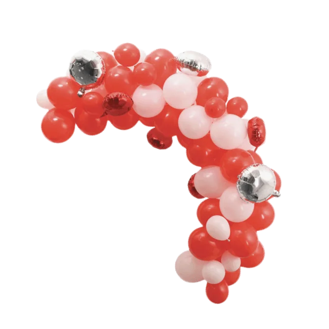 Ballon port med røde og hvide balloner i danske farver