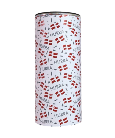 Bordbombe med flag og hurra tekst