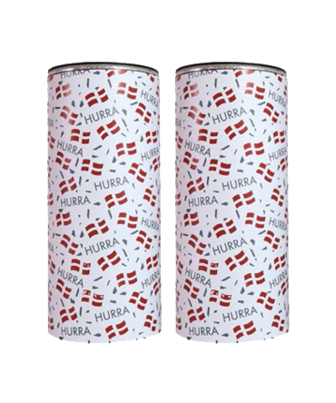 Bordbomber med flag og hurra tekst