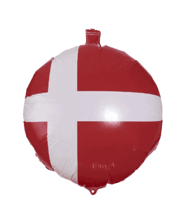 Folie ballon med dannebrog motiv for danmark