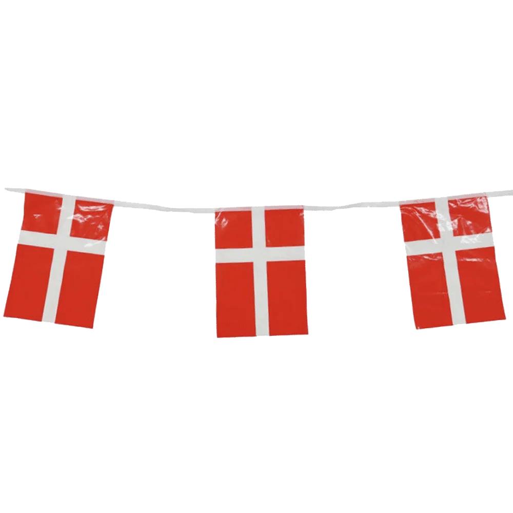 Flagguirlande med 12 danmarks flag