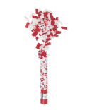 Konfettirør med rød og hvid konfetti til fødselsdag og landskamp